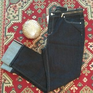 Chicos Black label Dark Washed Cuffed Jeans